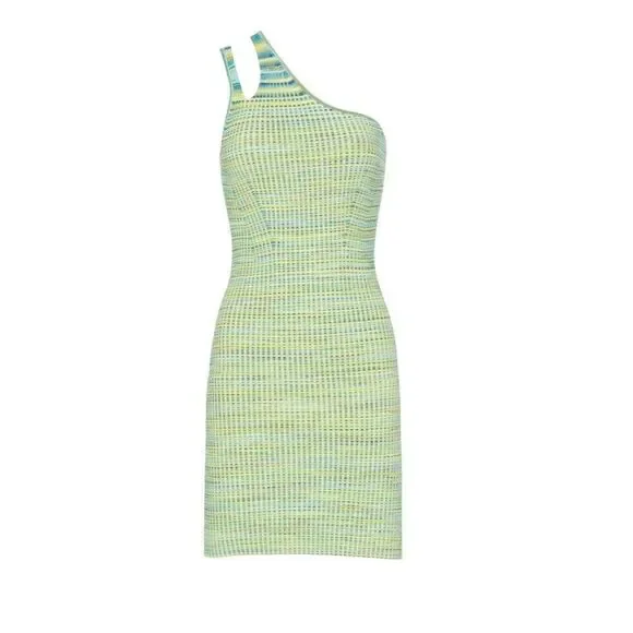 SIMKHAI Nila Cotton Knit Ribbed One Shoulder Bodycon Mini Dress Medium - Picture 4 of 8